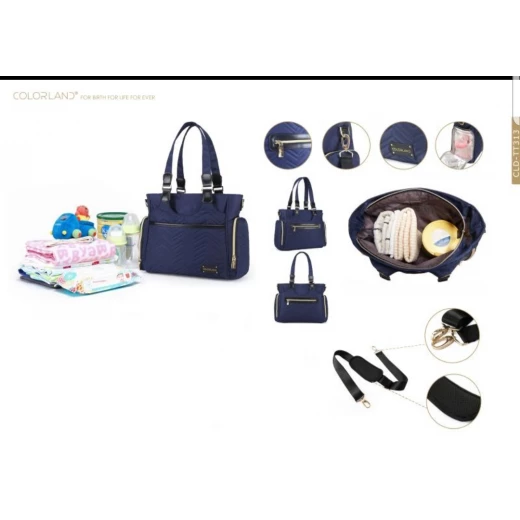 Colorland Classic Baby Diaper Tote Maternity Bag, Navy Blue - كولورلاند - Image 2