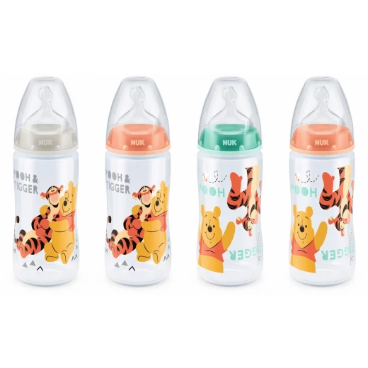 NUK Disney Winnie the Pooh First Choice Bottle, 300ml, 0-6 Months Silicone Teat, Assorted Colors NUK Disney Winnie the Pooh First Choice Bottle, 300ml, 0-6 Months Silicone Teat, Assorted Colors