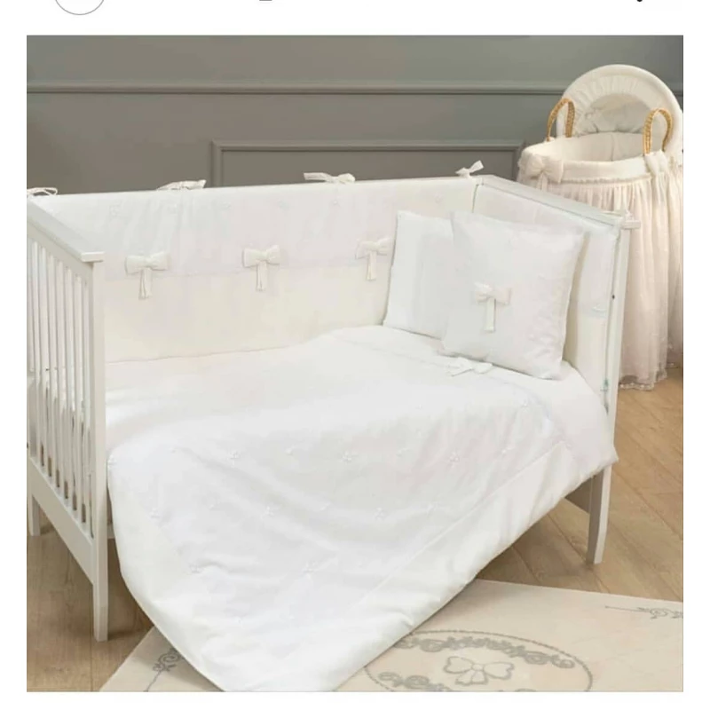 Funna Baby Bed Set 8pcs Premium, 60X120 cm, White - فونا بيبي