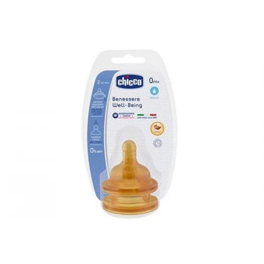Chicco Well Being Teat +0 months, Normal Flow Latex 2 pieces Chicco Well Being Teat +0 months, Normal Flow Latex 2 pieces