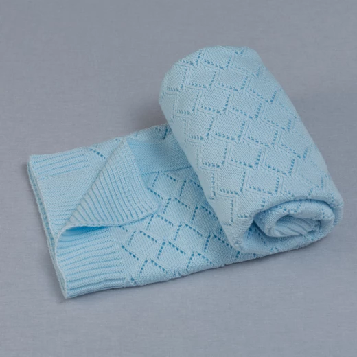 Funna Knitted Blanket Punto - Blue - فونا بيبي - Image 3