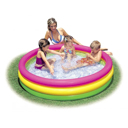 Intex Sunset Glow Inflatable Kids Pool – Multicolor Swimming Pool with Inflatable Floor & 3 Air Rings – 147 × 33 cm – Suitable for Ages 2+ - Intex - Image 3