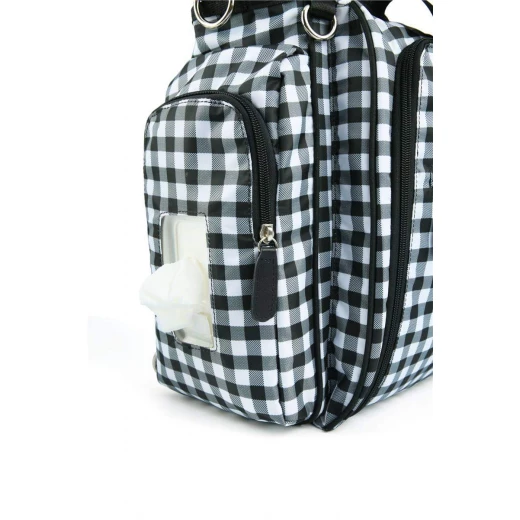Colorland Gabrielle Tote Baby Changing Bag, Black & White Chequered - كولورلاند - Image 10