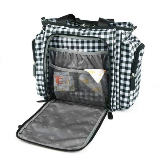 Colorland Gabrielle Tote Baby Changing Bag, Black & White Chequered - كولورلاند - Image 5