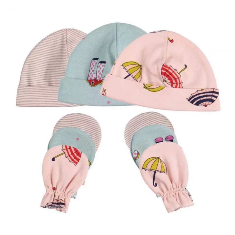 Colorland = (5) Baby Hat & Gloves 3 Pieces In One Pack - كولورلاند