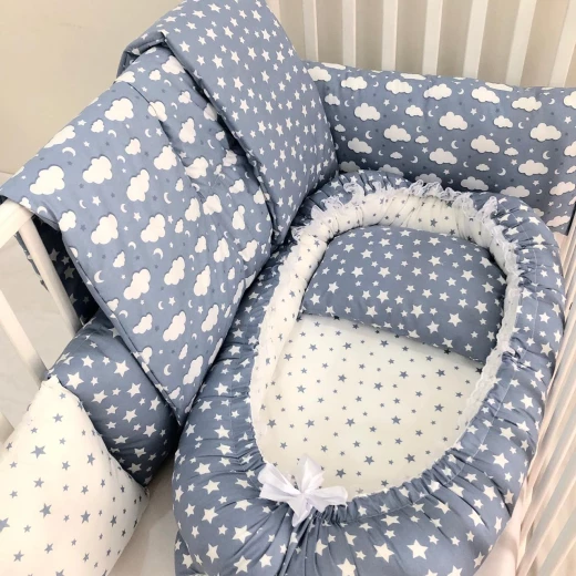 Anett Newborn Baby Bedding Set, Clouds, Blue Anett Newborn Baby Bedding Set, Clouds, Blue