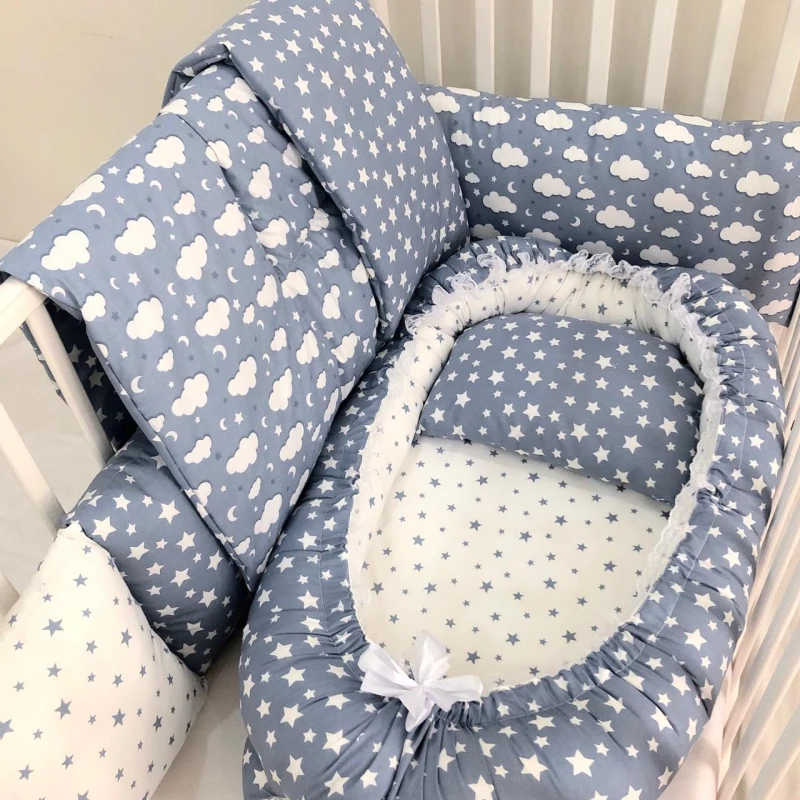Anett Newborn Baby Bedding Set, Clouds, Blue - أنيت