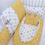 Anett Newborn Baby Bedding Set, Colorful Stars, Yellow - أنيت