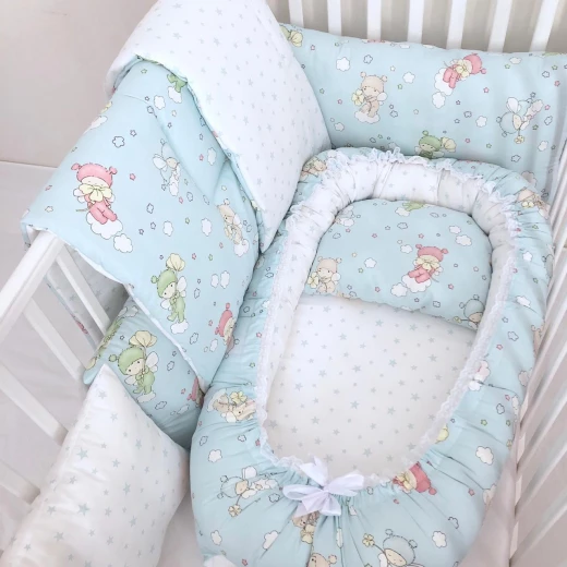 Anett Newborn Baby Bedding Set, Baby, Sky Blue to Pale Green Anett Newborn Baby Bedding Set, Baby, Sky Blue to Pale Green
