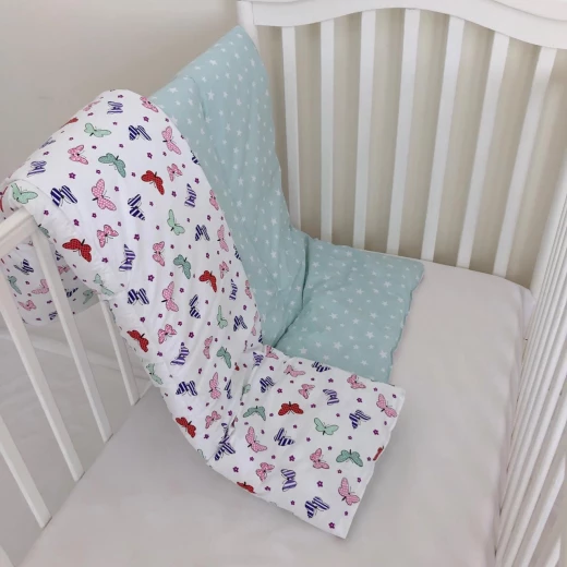 Anett Newborn Baby Bedding Set, Colorful Butterflies, Pale Green - أنيت - Image 2