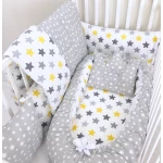 Anett Newborn Baby Bedding Set, Colorful Stars, Grey - أنيت