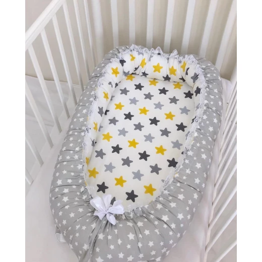 Anett Newborn Baby Bedding Set, Colorful Stars, Grey - أنيت - Image 4