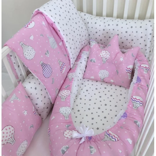 Anett Newborn Baby Bedding Set, ِAirships, Pink Anett Newborn Baby Bedding Set, ِAirships, Pink