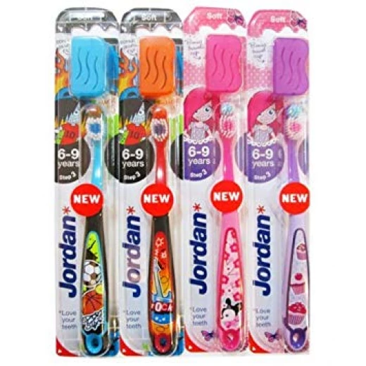 Jordan Children's Toothbrush Jordan Step 3 (6-9 years) Soft Brush with a Cap for Travel - أزرق - جوردان - Image 2