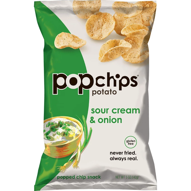 Popchips Potato, Sour Cream & Onion, 142g - بوب شيبس