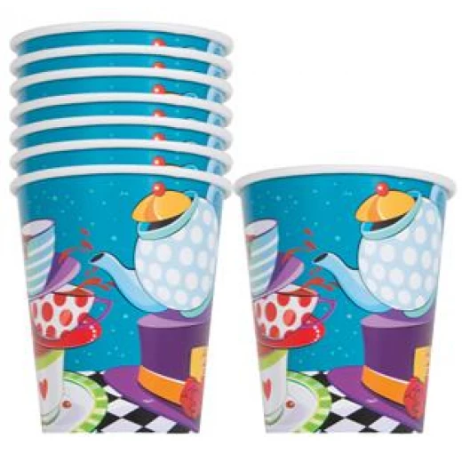 Amscan 9oz Paper Alice in Wonderland Tea Party Cups, 8 Cups - أمسكان - Image 3