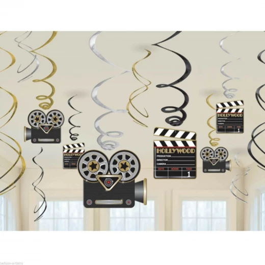 Amscan - Hollywood Swirls Decorations X12 pieces, 60 cm Amscan - Hollywood Swirls Decorations X12 pieces, 60 cm