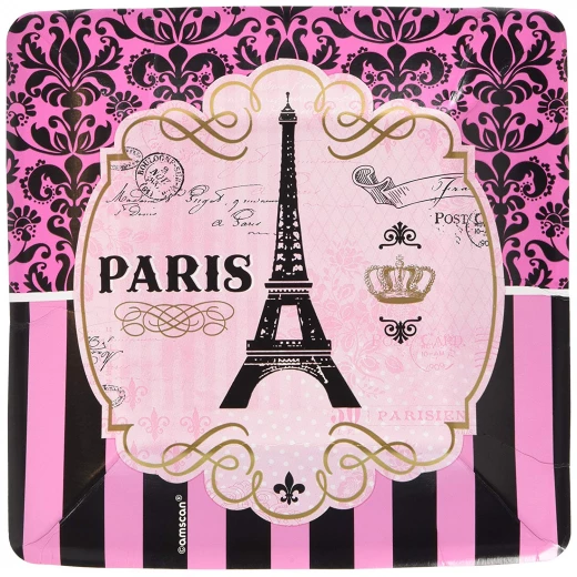 Amscan - A Day In Paris Plates Birthday Party, 8 Plates Amscan - A Day In Paris Plates Birthday Party, 8 Plates