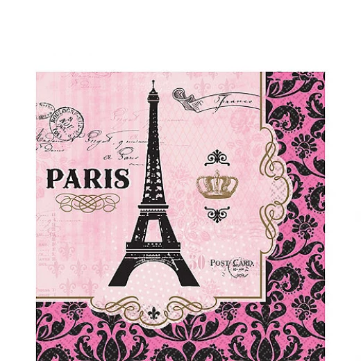 Amscan - A Day In Paris Birthday Party Disposable Lunch Napkins X16 pieces Amscan - A Day In Paris Birthday Party Disposable Lunch Napkins X16 pieces