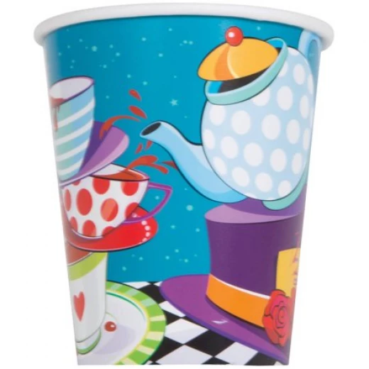 Amscan 9oz Paper Alice in Wonderland Tea Party Cups, 8 Cups - أمسكان - Image 2
