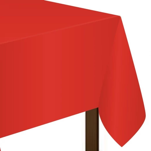 Amscan - Rectangular Apple Red Plastic Table Cover Amscan - Rectangular Apple Red Plastic Table Cover