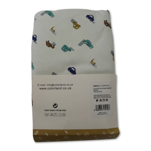 Colorland Dylan Baby Hooded Blanket - The Car Show 1 Pc Per Pack - كولورلاند - Image 2