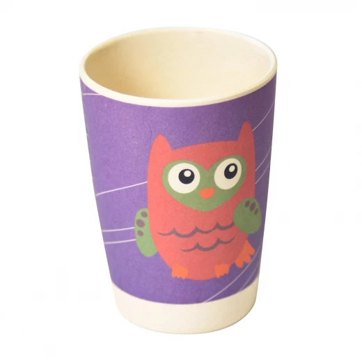 Bamboo Fiber Kids Feeding Set, Eco Friendly, Toxic Free, Purple Owl - بامبو فايبر - Image 5