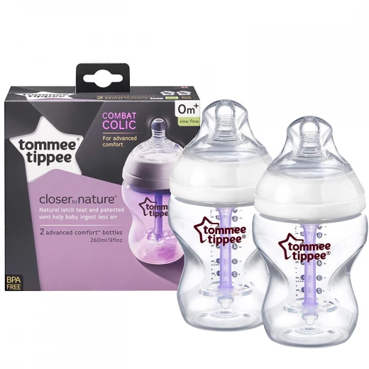 Tommee Tippee Advanced Comfort Bottles X2, 260 ml Tommee Tippee Advanced Comfort Bottles X2, 260 ml