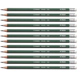 Stabilo Othello Pencil with Rubber Green with Stripes -12 Pencils