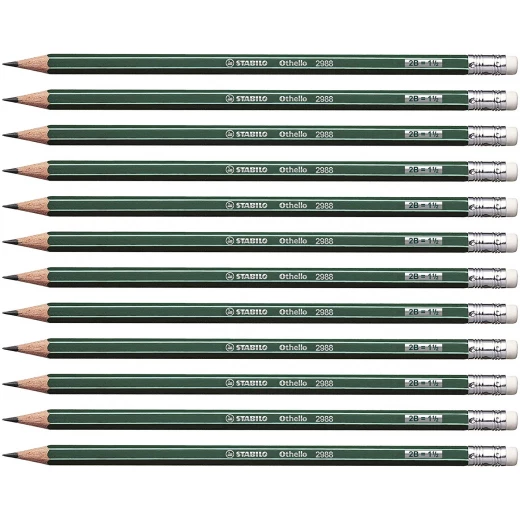 Stabilo Othello Pencil with Rubber Green with Stripes -12 Pencils Stabilo Othello Pencil with Rubber Green with Stripes -12 Pencils