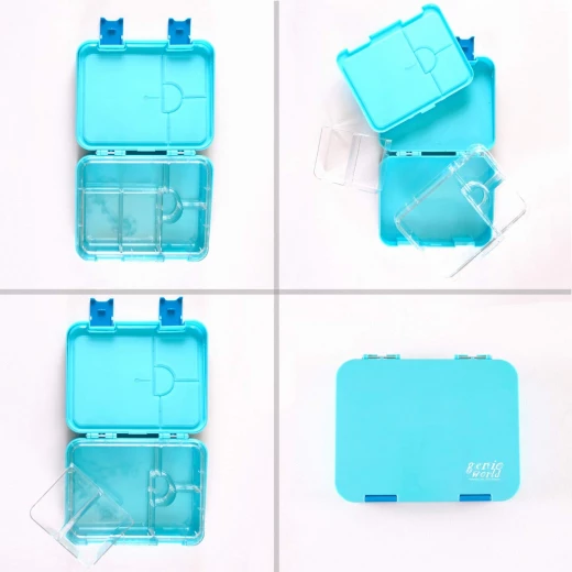 GenioWorld Bento Lunch Box 6 Compatment- Blue