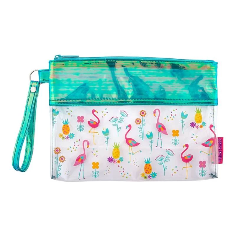 Stephen Joseph Clear/Iridescent Beach Pouch Flamingo - ستيفن جوزيف