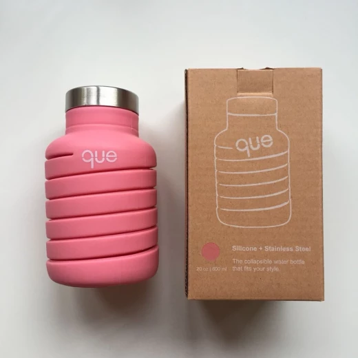 Que Collapsible Water Bottle, Coral Pink, 590 ml - كيو - Image 3