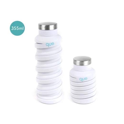 Que Collapsible Water Bottle, Glacier White, 355 ml Que Collapsible Water Bottle, Glacier White, 355 ml
