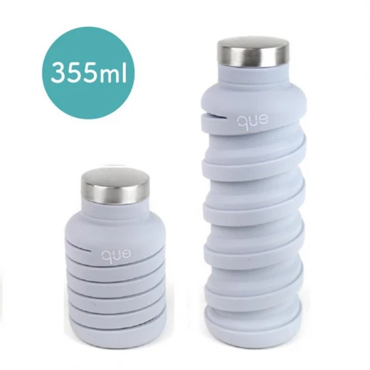 Que Collapsible Water Bottle, Cloudy Grey, 355 ml Que Collapsible Water Bottle, Cloudy Grey, 355 ml