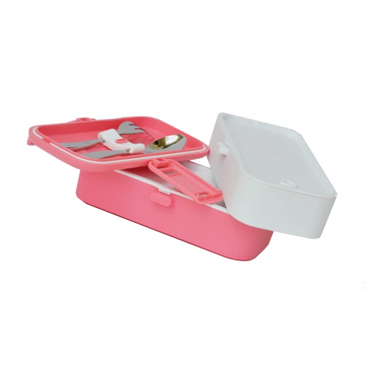 Look Back Lunch Box for Kids Adults, 2 layers, Leak Proof, FDA Approved, Pink - لوك باك - Image 2