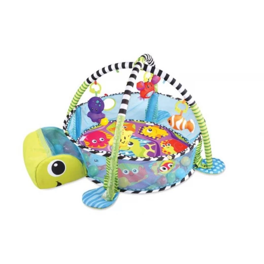 3 in 1 Baby Play Mat with Ball Pool, Turtle - Image 2