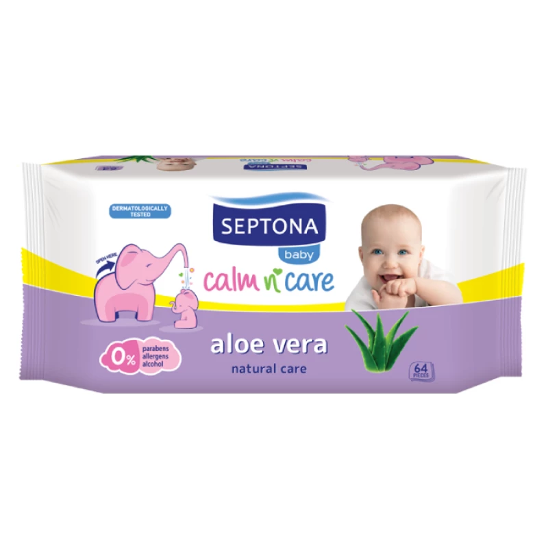 Septona Baby Wipes Aloe Vera, 64 pieces - سيبتونا