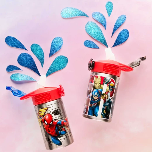 Zak Marvel Stainless Steel Water Bottle for Kids, Black Panther, Captain America, Spider-Man & The Hulk - زاك ديزاينز - Image 3