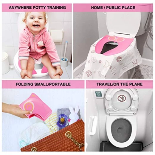 Gimars Upgrade Folding Large Non Slip Silicone Pads Travel Portable Reusable Toilet Potty Training Seat Covers Liners with Carry Bag for Babies, Toddlers and Kids - Image 5