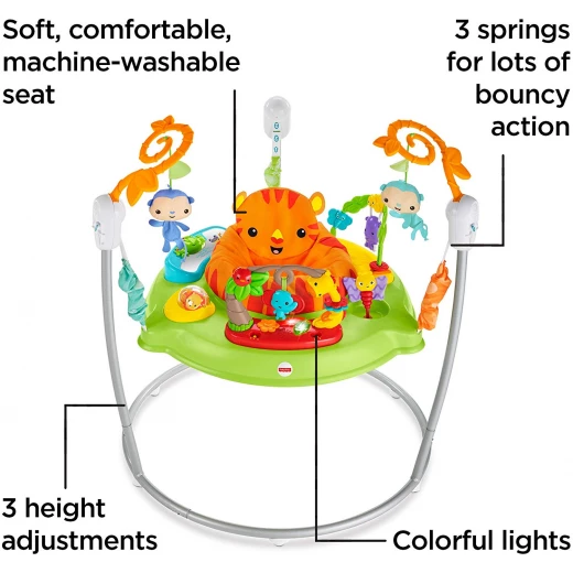 Fisher-Price Roaring Rainforest Jumperoo, New-Born Baby Activity Centre with Music and Lights - فيشر برايس - Image 7