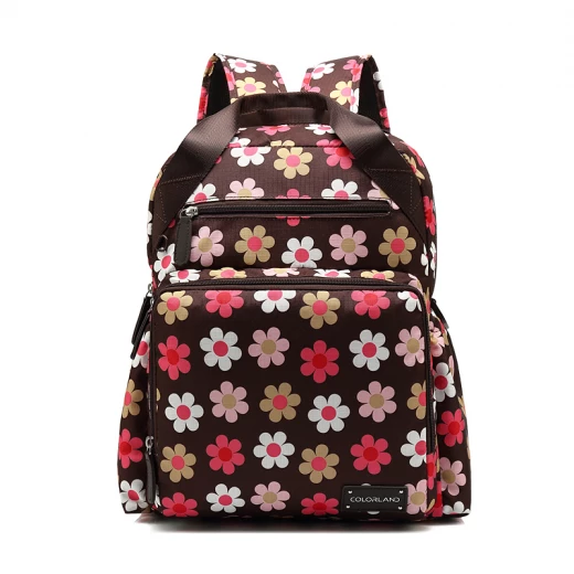 Colorland Diaper Bag Travel Backpack, Pink & Brown