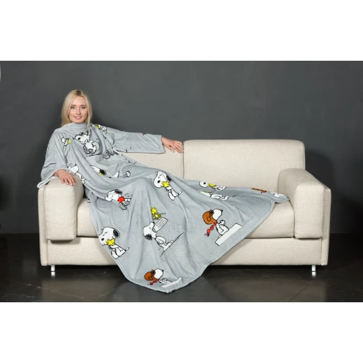 Kanguru Snoopy Fleece Blanket with Sleeves Comfortable Wearable Blanket 140x210cm Gift Box Kanguru Snoopy Fleece Blanket with Sleeves Comfortable Wearable Blanket 140x210cm Gift Box