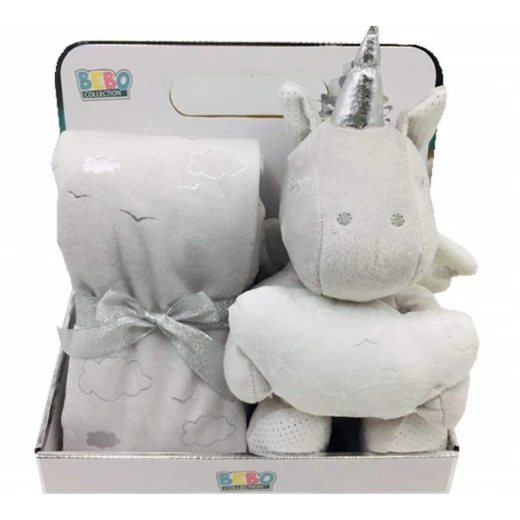 Nova blanket with unicorn toy grey 75x75cm Nova blanket with unicorn toy grey 75x75cm