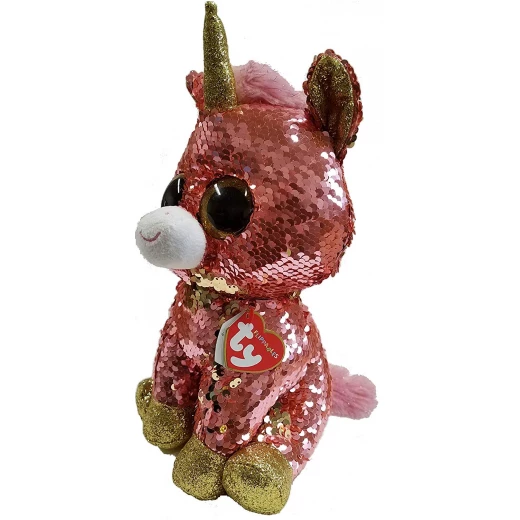 Ty Sunset - Sequin Coral Unicorn - Medium - 10" - Ty - Image 2