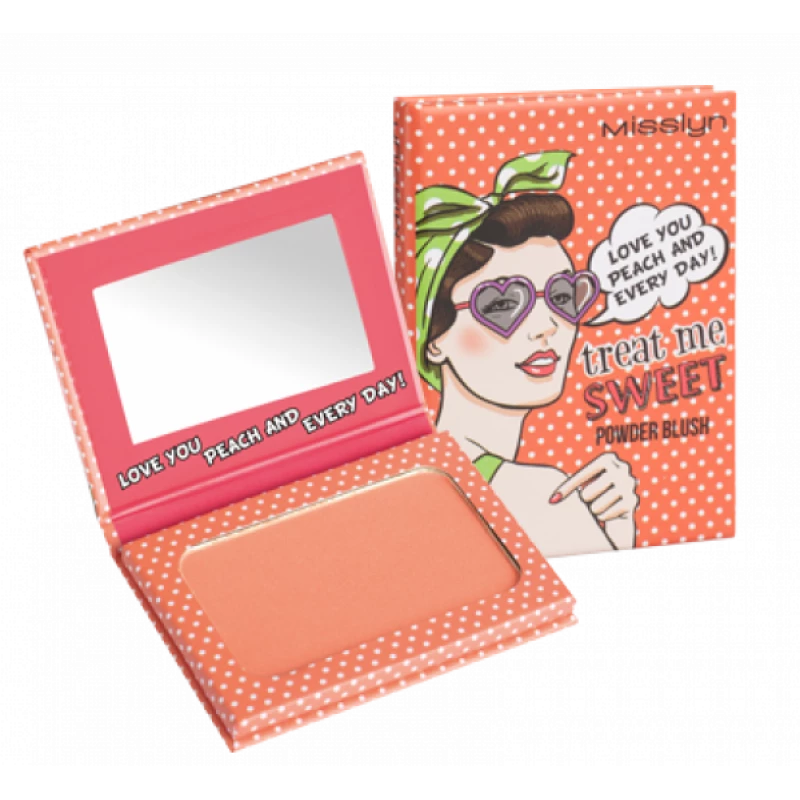 Misslyn Treat Me Sweet Powder Blush No 42 Radiant Glow Compact for Sensitive Skin Makeup - Misslyn