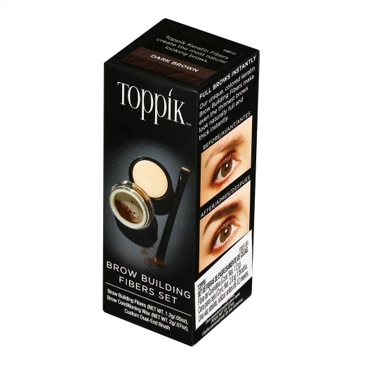 Toppik Dark Brown Brow Building Fibers Kit for Fuller Eyebrows: Conditioning Wax and Brush Set for Natural Definition - Toppik - Image 5