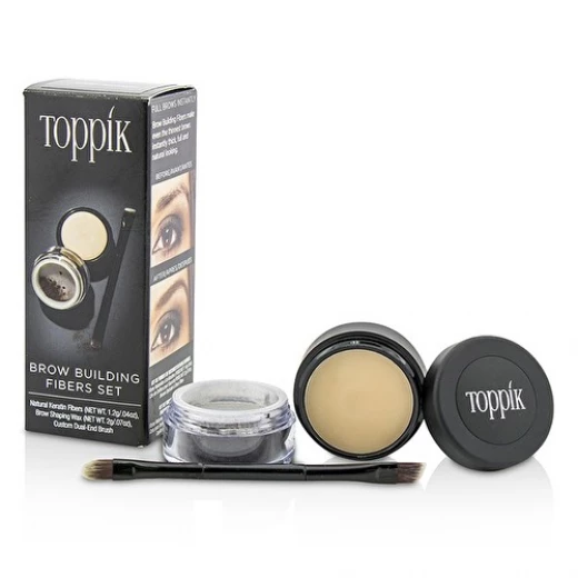 Toppik Dark Brown Brow Building Fibers Kit for Fuller Eyebrows: Conditioning Wax and Brush Set for Natural Definition - Toppik - Image 2