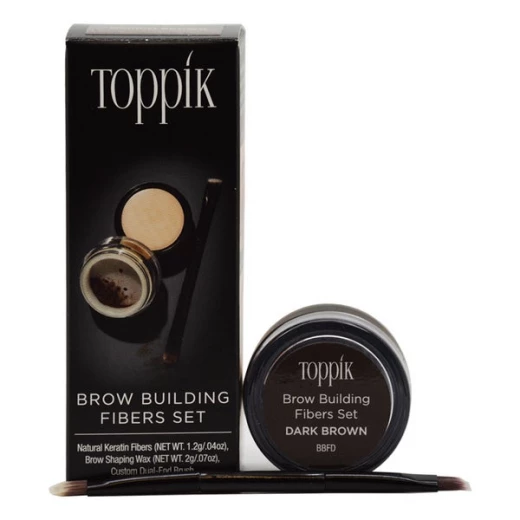 Toppik Dark Brown Brow Building Fibers Kit for Fuller Eyebrows: Conditioning Wax and Brush Set for Natural Definition Toppik Dark Brown Brow Building Fibers Kit for Fuller Eyebrows: Conditioning Wax and Brush Set for Natural Definition