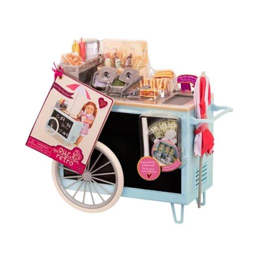 Our Generation by Battat- Retro Hot Dog Cart- Toy, Cart & Accessory Set for 18" Dolls- for Age 3 Years & Up Our Generation by Battat- Retro Hot Dog Cart- Toy, Cart & Accessory Set for 18" Dolls- for Age 3 Years & Up